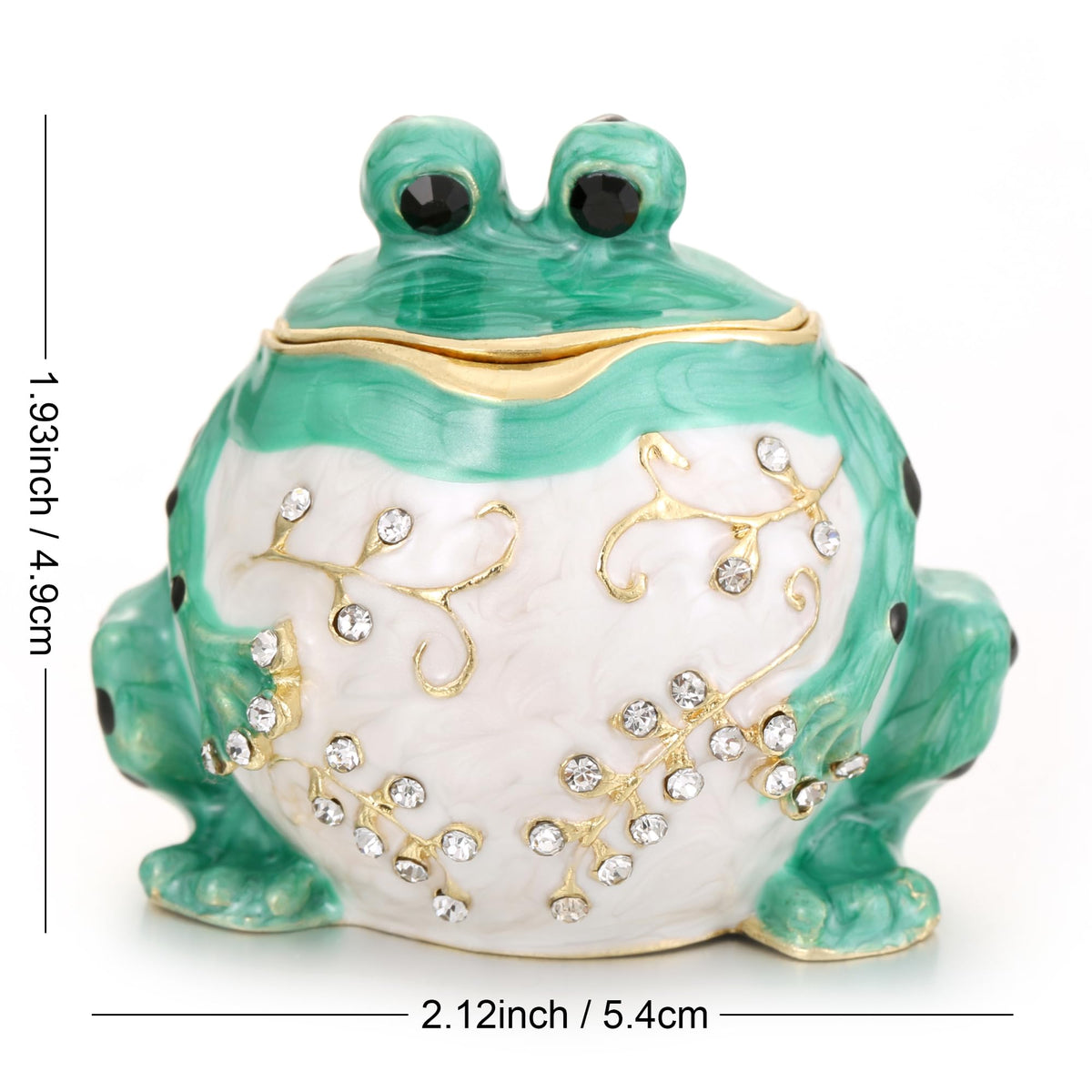 Vie jeune Hand Painted Enamel Frog Trinket Box, Hinged Jewelry Box Unique Mini Ring Necklace Jewelry Organizer, Classical Bejeweled Storage, Figurine Collectible Keepsake Home Decor (Frog-2)