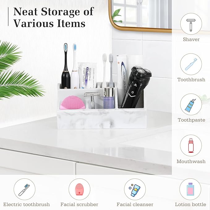 Luxspire Electric Toothbrush Holders, Bathroom Organizer Countertop Caddy 5