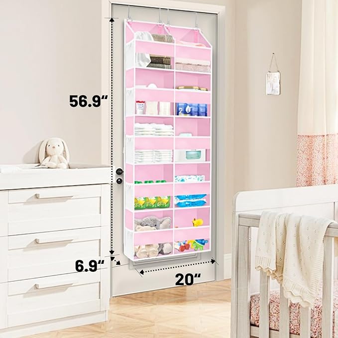 Ofiray-home Pink Over The Door Organizer 5 Tiers, Extra Large Behind Door