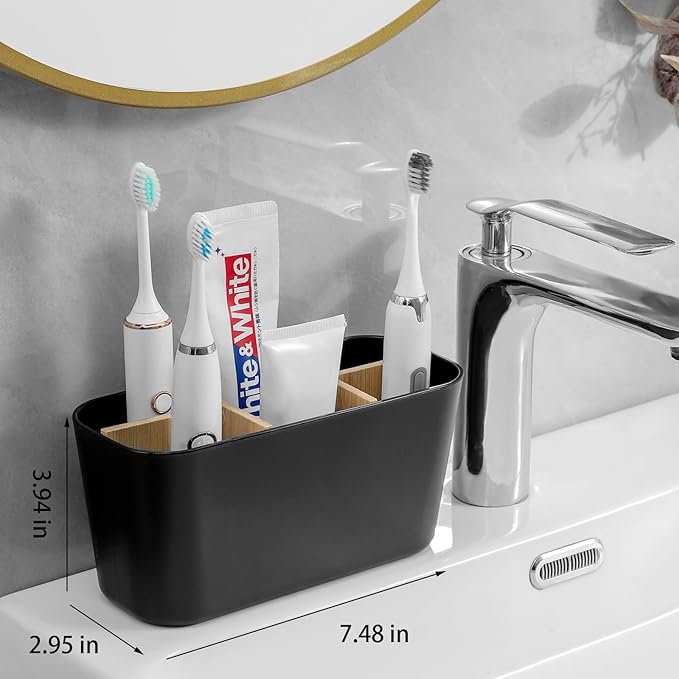 Toothbrush Holders for Bathrooms, Bamboo Tooth Brush Holder