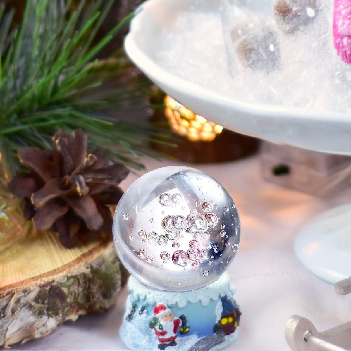 uxcell 40mm/1.6" Crystal Sphere Ball Ice Cracked Glass Solid Decorative Sphere Crystal Ball Prop Ornament for Feng Shui Divination Fortune Telling Tabletop Fountain Decoration, Lake Blue