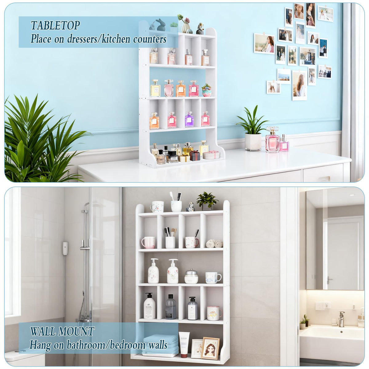 Zoketriton Perfume Organizer Display Case Multi-Tier Trinket Display Shelf for Perfume Crystal Storage Fragrances Collectibles Figures Miniatures Cosmetics Shot Glasses