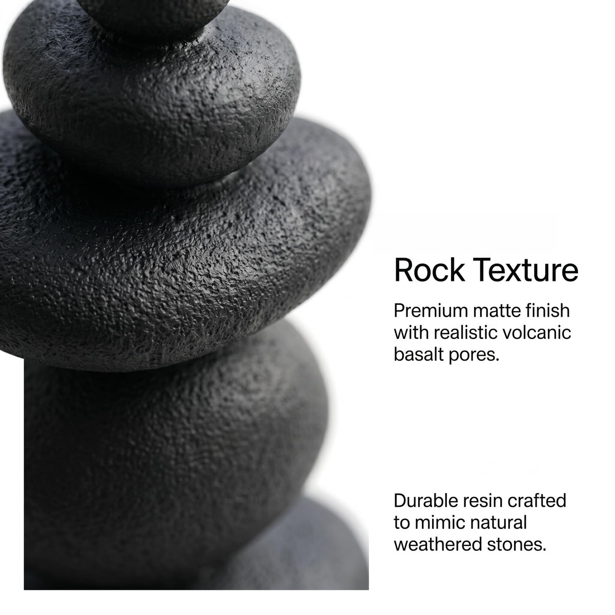 FUNTEREST Balancing Stacked Stones Statue, 14.5 Inch Zen Rock Cairn Sculpture, Black Resin Wabi Sabi Decor for Home Office Shelf Yoga Room, Mindfulness Gift for Yoga Lovers