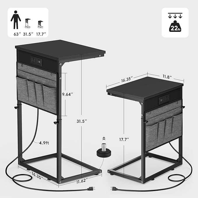 Vagusicc C-Shaped End Table Set of 2