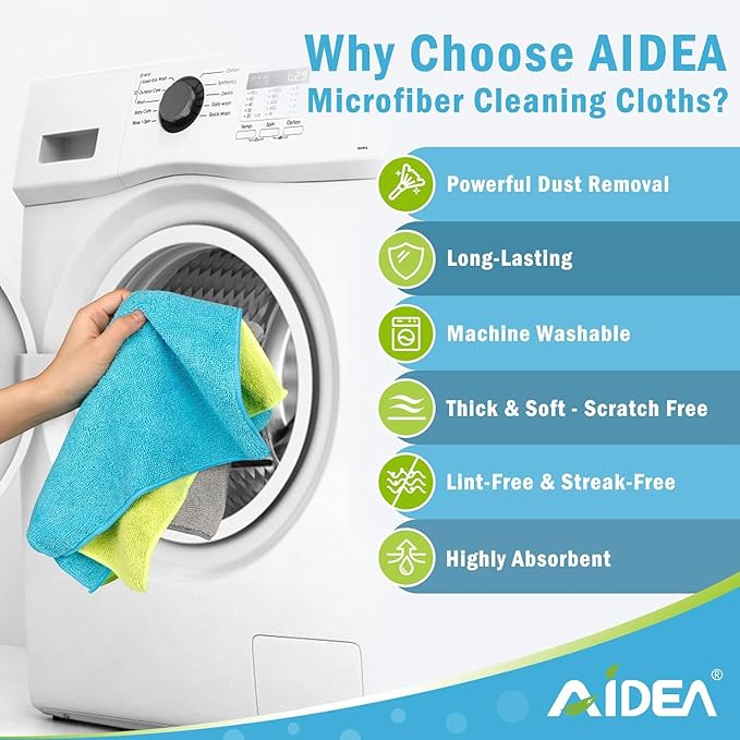 AIDEA Microfiber Cleaning Cloth-100PK, Soft Microfiber Towels