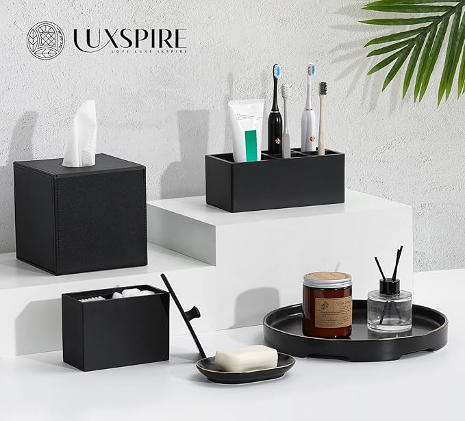 Luxspire Toothbrush Holder, 5 Slots Toothbrush Razor Holder Toothpaste Stand