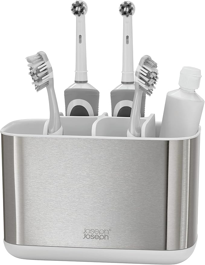 Joseph Joseph EasyStore Stainless-Steel Toothbrush Holder Bathroom Storage