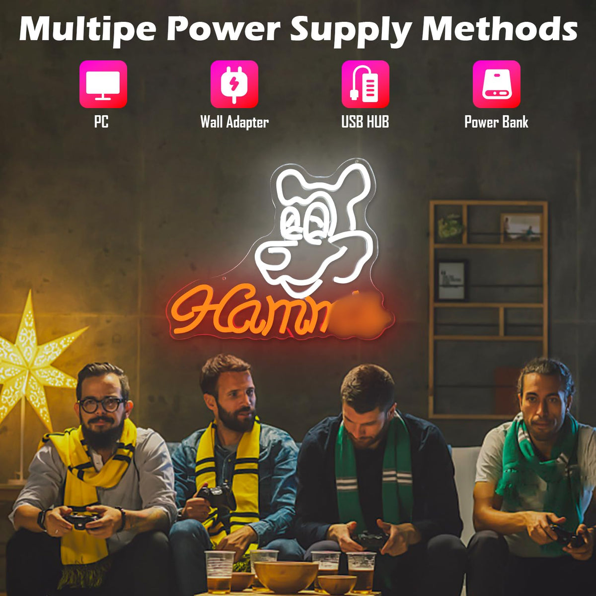 JooeTuu Hamms Beer Bear Neon Sign for Wall Decor Dimmable Hamm's Beer Light Neon Sign Led Bear Neon Light Signs for Beer Pub Club Home Bar, Man Cave