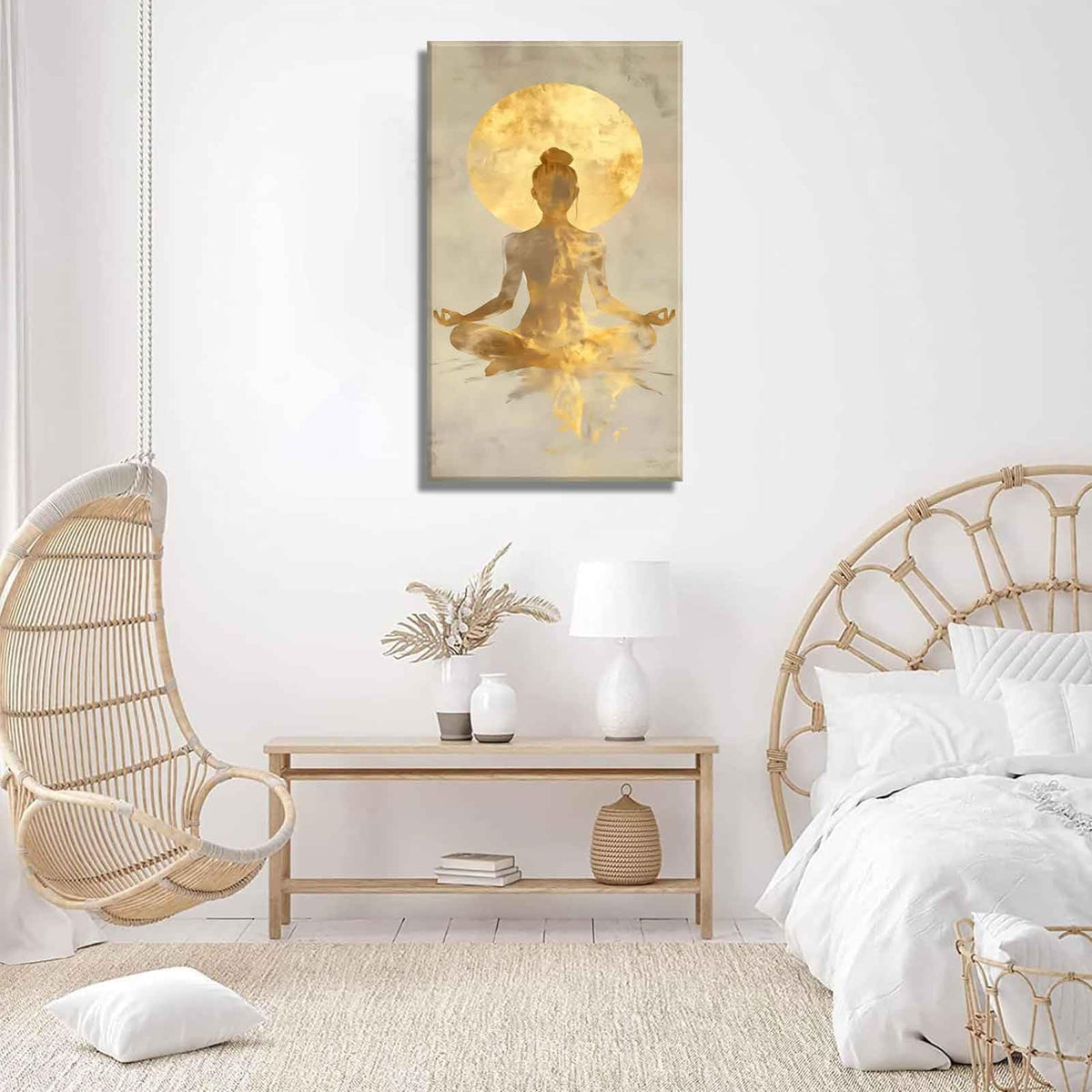 Large Zen Canvas Wall Art Modern Abstract Yoga Gold Meditation Decor Picture Tranquil Aesthetic Spa Posters Prints for Bathroom Spiritual Living Room Girl Bedroom Decoration