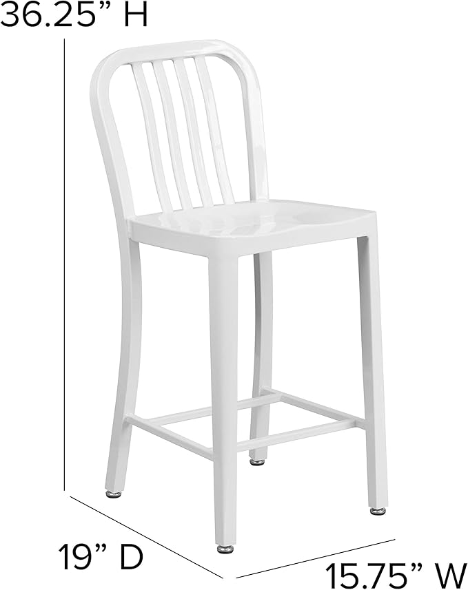 Flash Furniture Gael Commercial Grade 2 Pack 24" High White Metal