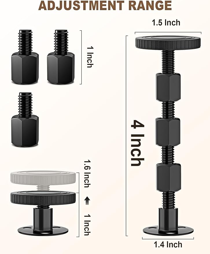 4PCS Adjustable Threaded Bed Frame Anti-Shake Tool, Upgraded Headboard stoppers