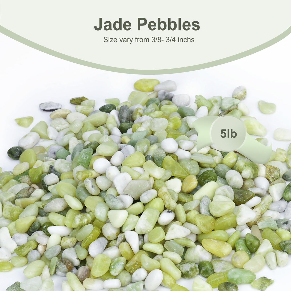 Pulovin 5 lbs Jade Pebbles for Indoor Plants, Decorative Pebbles for Bamboo, Vase, 3/8" Plant Gravel for Pots Indoor, Highly Polished Small River Rocks