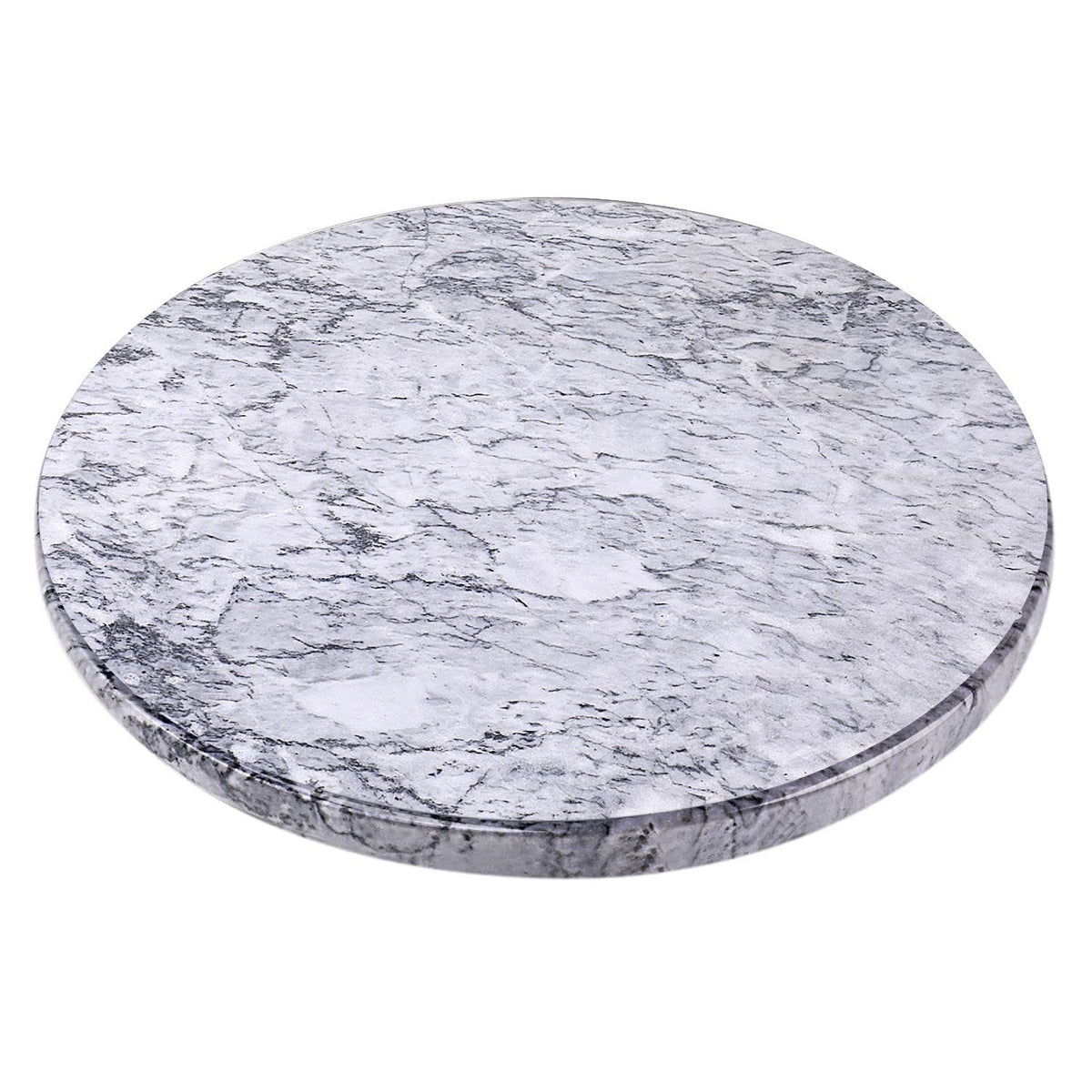 Flexzion Round Marble Cutting Board for Kitchen - 12 Inch Marble Cheese Board Slab for Baking, Charcuterie, Pastry - Non-Stick Heat Resistant Stone Serving Board for Countertop, White