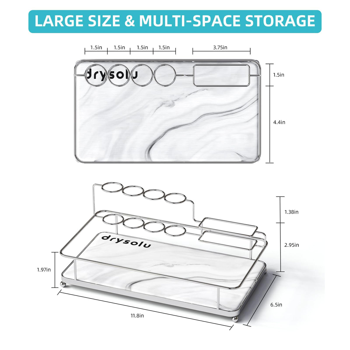 DRYSOLU Toothbrush Holders Large Toothbrush Holder with 6 Slots – Fast Drying Toothbrush Organizer for Bathroom Sink Countertop, Fits Electric & Manual Toothbrushes, Water Absorbent Diatomaceous Earth