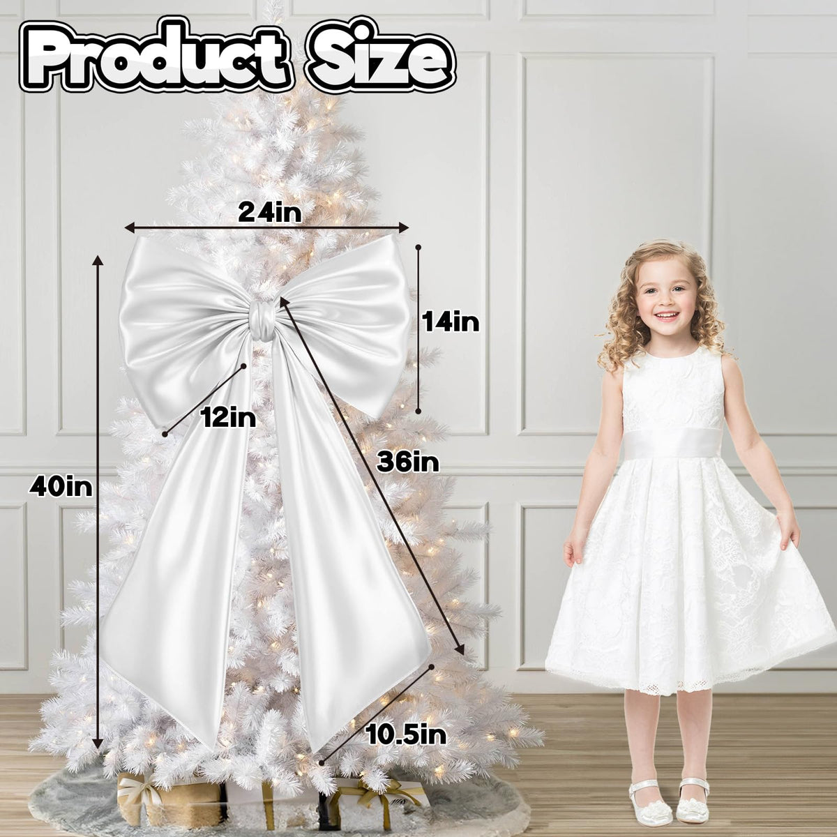 Froova Huge Bow Decor Big White Large Coquette Bow for Backdrop Wedding Bride Birthday Decorations for Girls Women, Giant Satin Ribbon Tie Hanging Gift Coquette Wall Decor (Internal Stability Layer)