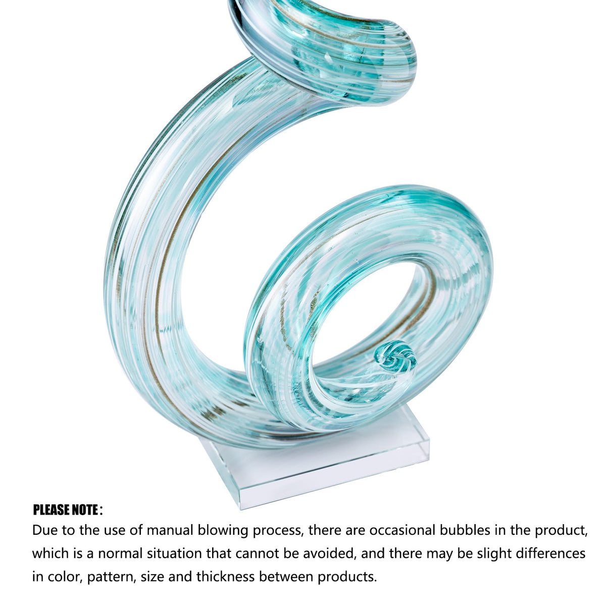 15" Tall Hand-Blown Murano-Style Glass Sculpture Statues Art Ornament Statue Figurines Home Decor Accent Piece Coastal Ocean Nautical Home Decor,Shelf,TV Stand,Tabletop Centerpieces,Wonderful Gift
