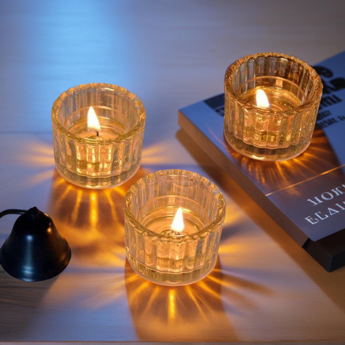 Filltown Clear Tea Light Candle Holders Set of 12, 5cm x 3.5cm Glass Tea Light Holders for Table Centerpiece, Mini Votive Candle Holders for Weddings, Birthday Parties, Home Decor, Table Decor