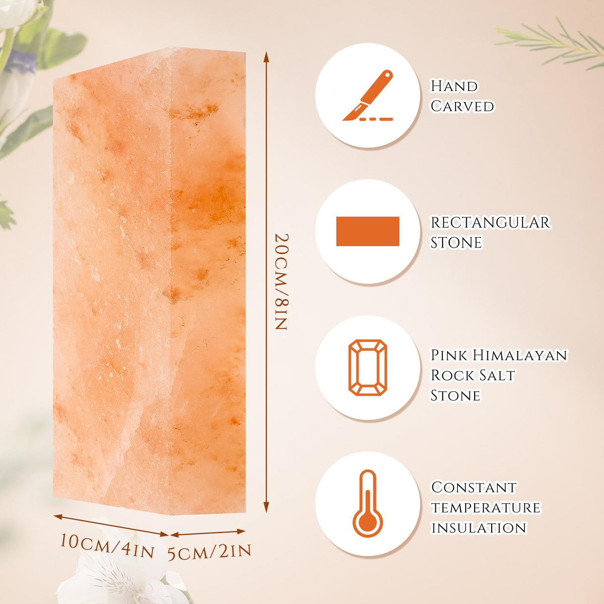Swiffen 2 Pack Foot Bricks Hand Carved Rock, 4'' Width x 8'' Length x 2'' Depth Himalayan Rectangle Massage Salt Stone for Massotherapy Home Spa Relaxing Deodorant Salt and Sugar Scrubs