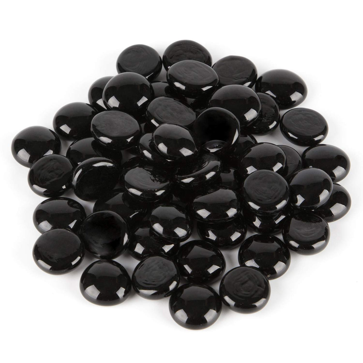 WGV Flat Marbles, Pebbles, Glass Gems for Vase Fillers, Wedding, Decoration, Crystal Rocks, Black (5 Pounds, Approx 500 pcs)