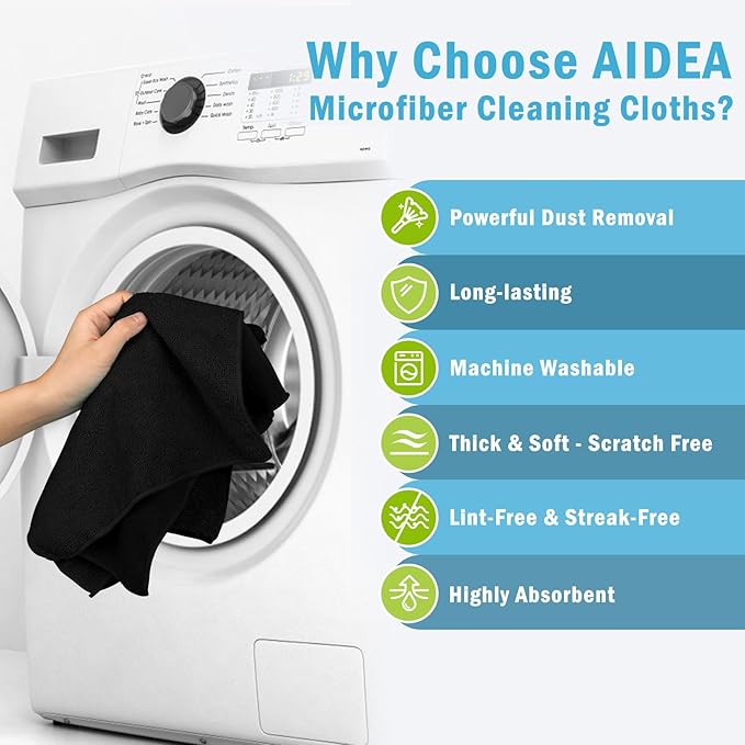 AIDEA Microfiber Cleaning Cloth-100PK, Soft Microfiber Towels