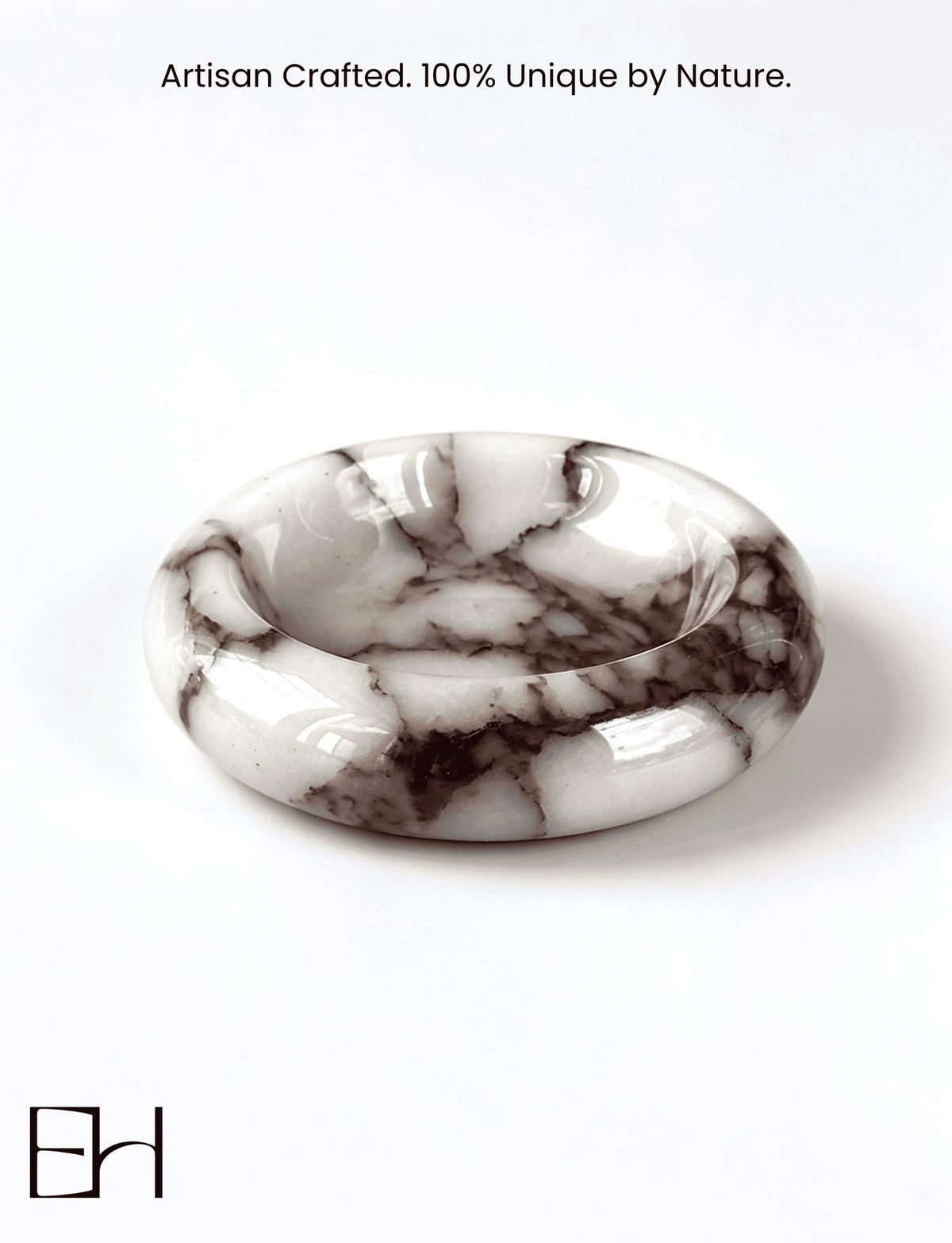EXCHUES Marble Trinket Dish - Small Round Decorative Stone Jewelry Tray for Rings & Earring, Natural Stone Catchall Bowl for Nightstand, Bathroom & Home Decor (4")
