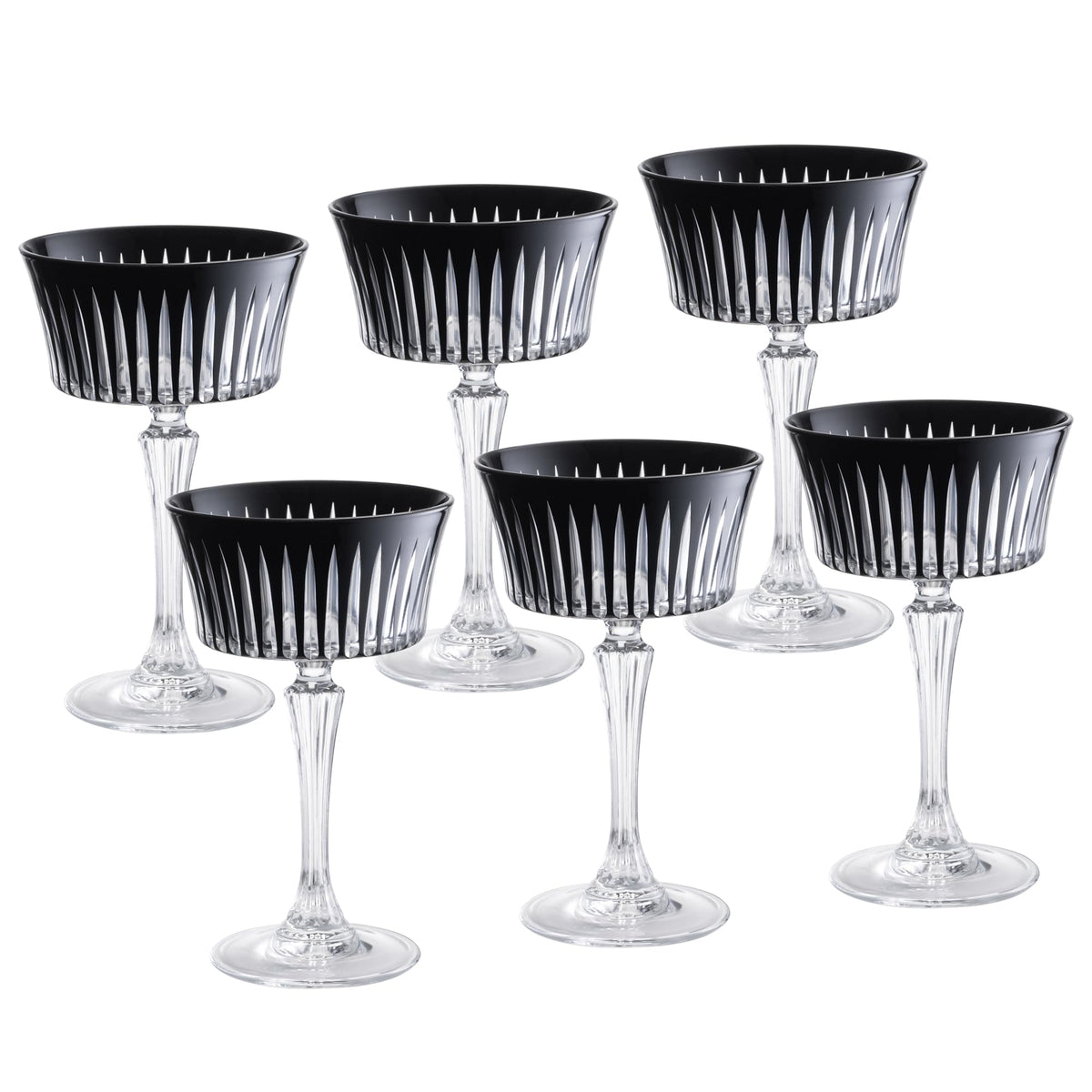 Barski Colored Champagne Coupe Glasses - Black Cocktail Coupe Glass, Stemmed Martini Glassware, Can be used for Dessert, Ice Cream - Black - Set of 6 - Gift Ready - 8.7 oz., Made in Europe