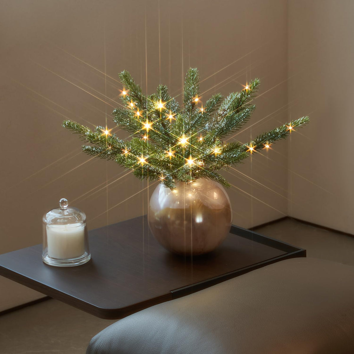 Hairui Snow Dusted Pine Snowflake Lights with Timer Battery Operated and USB Plug in 60 LED Fairy Lights 16IN for Window Christmas Decoration