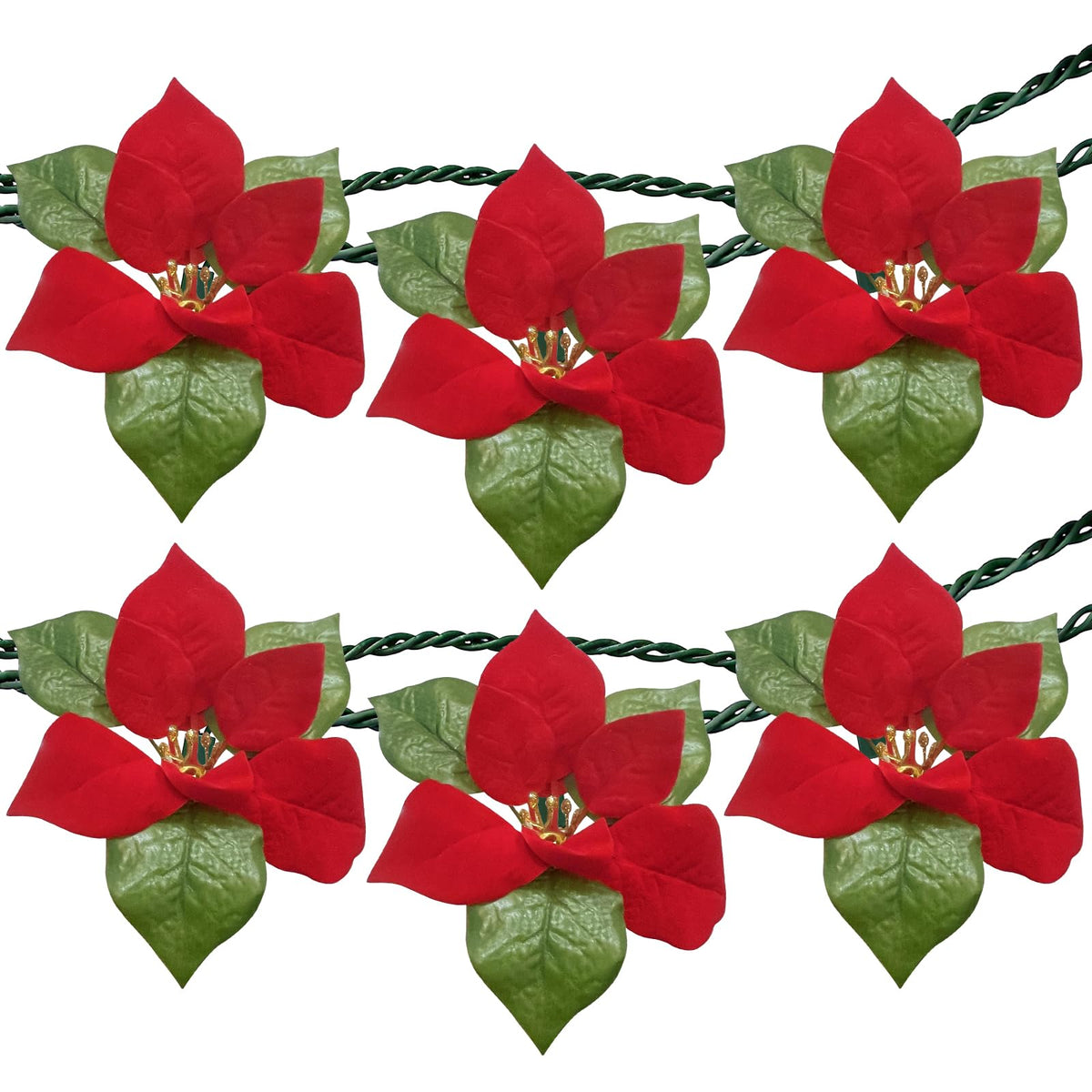 SUNSGNE 8.5FT LED Flower String Lights, Red and Green Christmas Flowers Lights with 10 LED Flowers Bulbs for Christmas Tree, Fireplace, Staircase, Walls