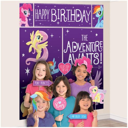 amscan My Little Pony Scene Setter with Photo Props- 17 pcs., Purple, One Size
