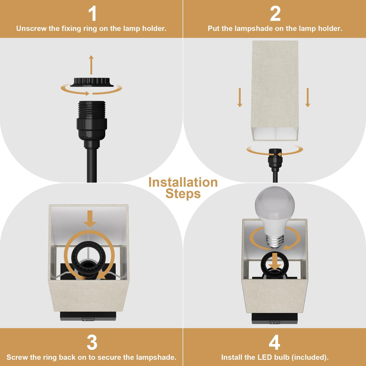 Sailstar Bedside Lamps, Table Lamp with USB C+A Charging Ports, 3 Way Dimmable Touch Control, Small Nightstand Lamps for Bedroom, Home Decor, Living Room, LED Bulbs Included, Upgraded Beige