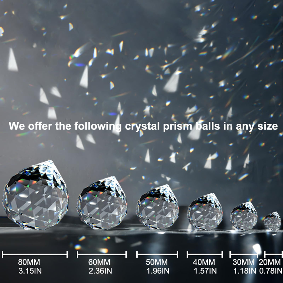 MerryNine Clear Crystal Ball Prism Sun Shine Catcher Rainbow Pendants Maker, Hanging Crystals Prisms for Windows, for Feng Shui, for Gift(80mm/3.15" 1pack)