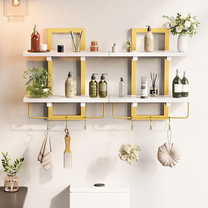 Creso hom Floating Shelves, Hanging Bathroom Shelves 2-Tier, Wall Mounted