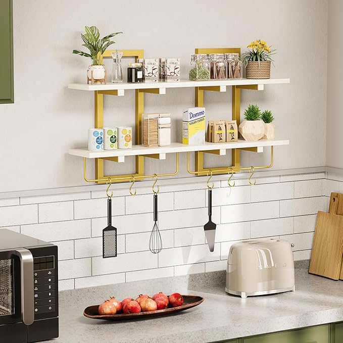 Creso hom Floating Shelves, Hanging Bathroom Shelves 2-Tier, Wall Mounted