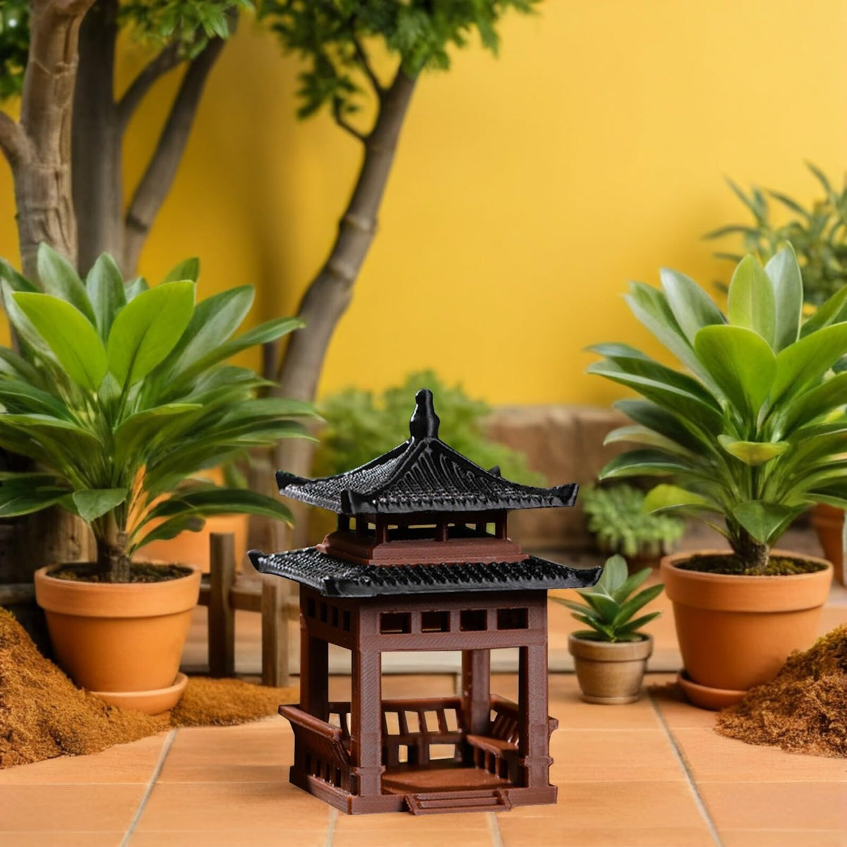 SUPVOX Miniature Pavilion Statue: 3.14" Tall Traditional Pagoda Decor for Bonsai, Succulent, and Desktop Zen Gardens - Tiny Micro-Landscape Ornament