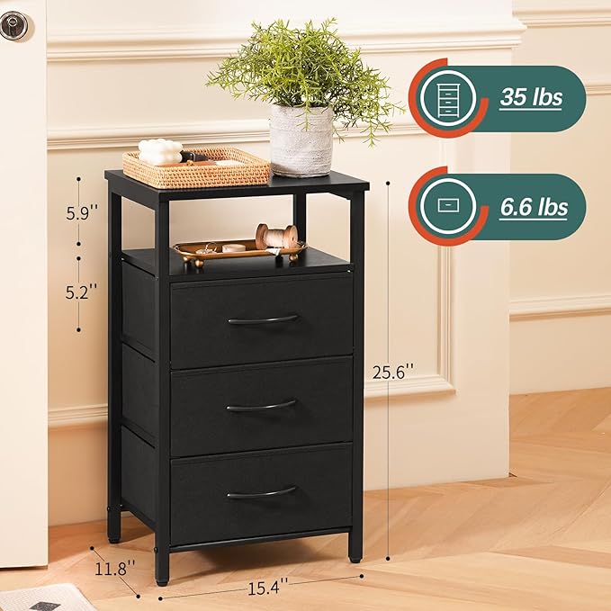 Yoobure Night Stand with Charging Station, 16 Colors LED Nightstand with USB