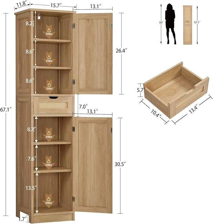 Iwell Tall Narrow Storage Cabinet
