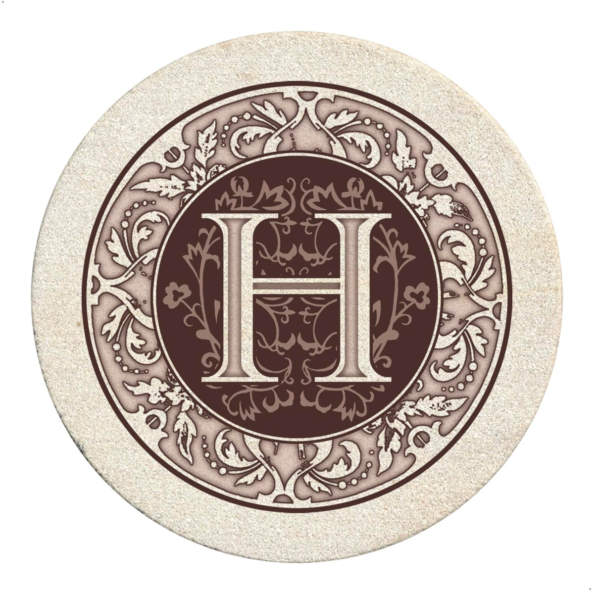 Thirstystone Monogram Letter “H” 4 Pack Sandstone Coasters Manufactured in The USA Decorative Absorbent Easily Wipes Clean