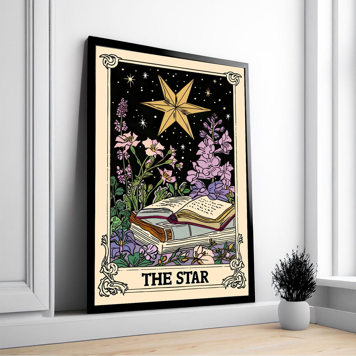 Retro Bohemian-style star Tarot card wall art aesthetics Astrology Tarot card magic bedroom aesthetics wall art decoration room bedroom living room 16x24inch Unframed