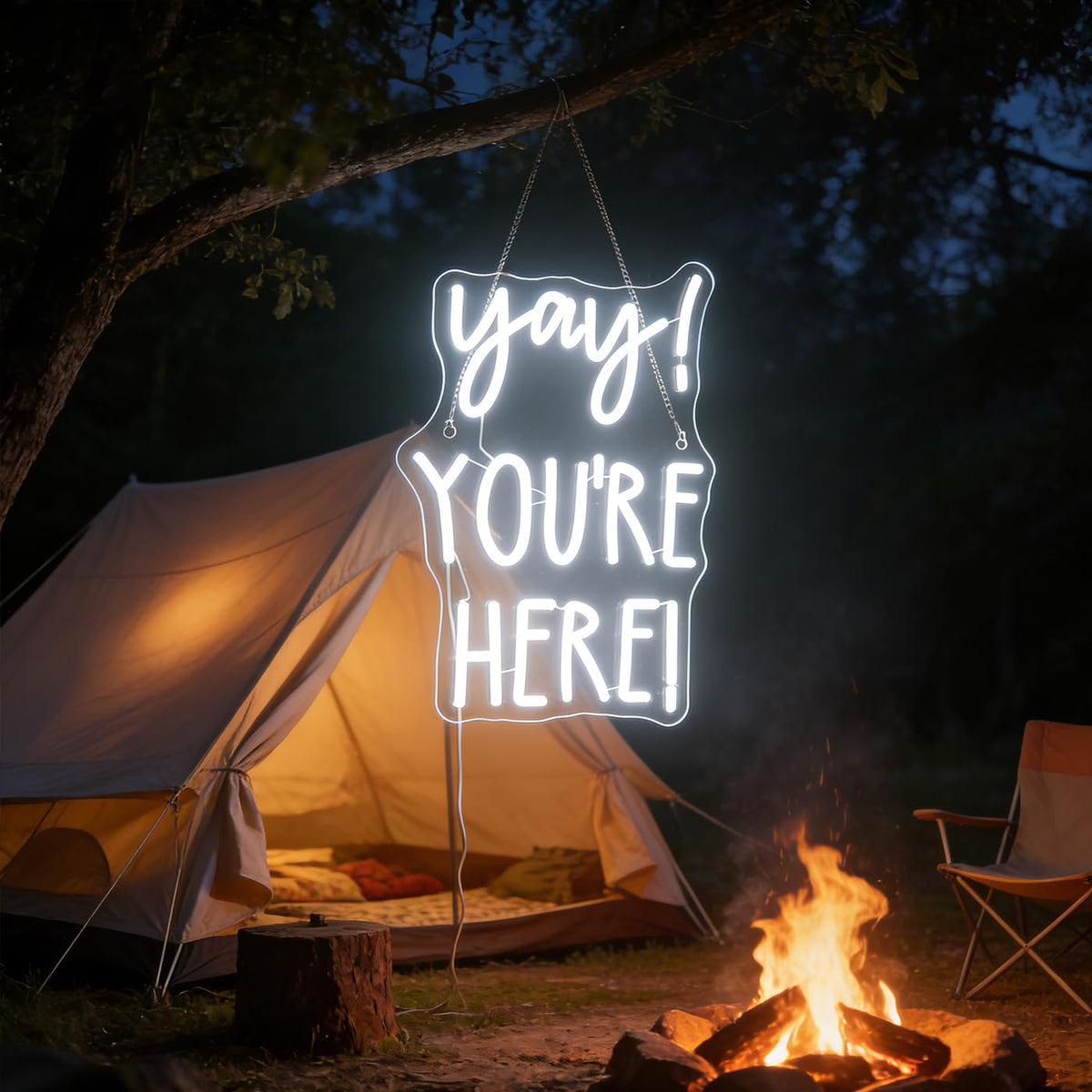 "Yay! You're Here!" Neon Sign, Positive Quotes Decorative Neon Lights for Home Room Classroom Wall Decor, Office Wall Decor Neon Light Sign, Christmas Birthday Gift,Thanksgiving Gift(white)