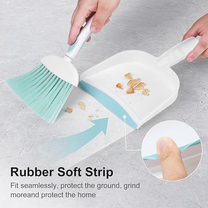 NACENA Small Dust Pan and Brush Set, Mini Broom and Dustpan Set Small Hand