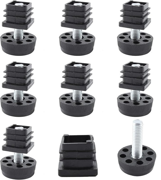 8Pcs Adjustable Leveling Feet, Square Insert Kit, Furniture Glide Leveler