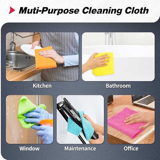 FIXSMITH Shop Towels, Microfiber Cleaning Cloth Bulk, 24 Pack Microfiber Towels