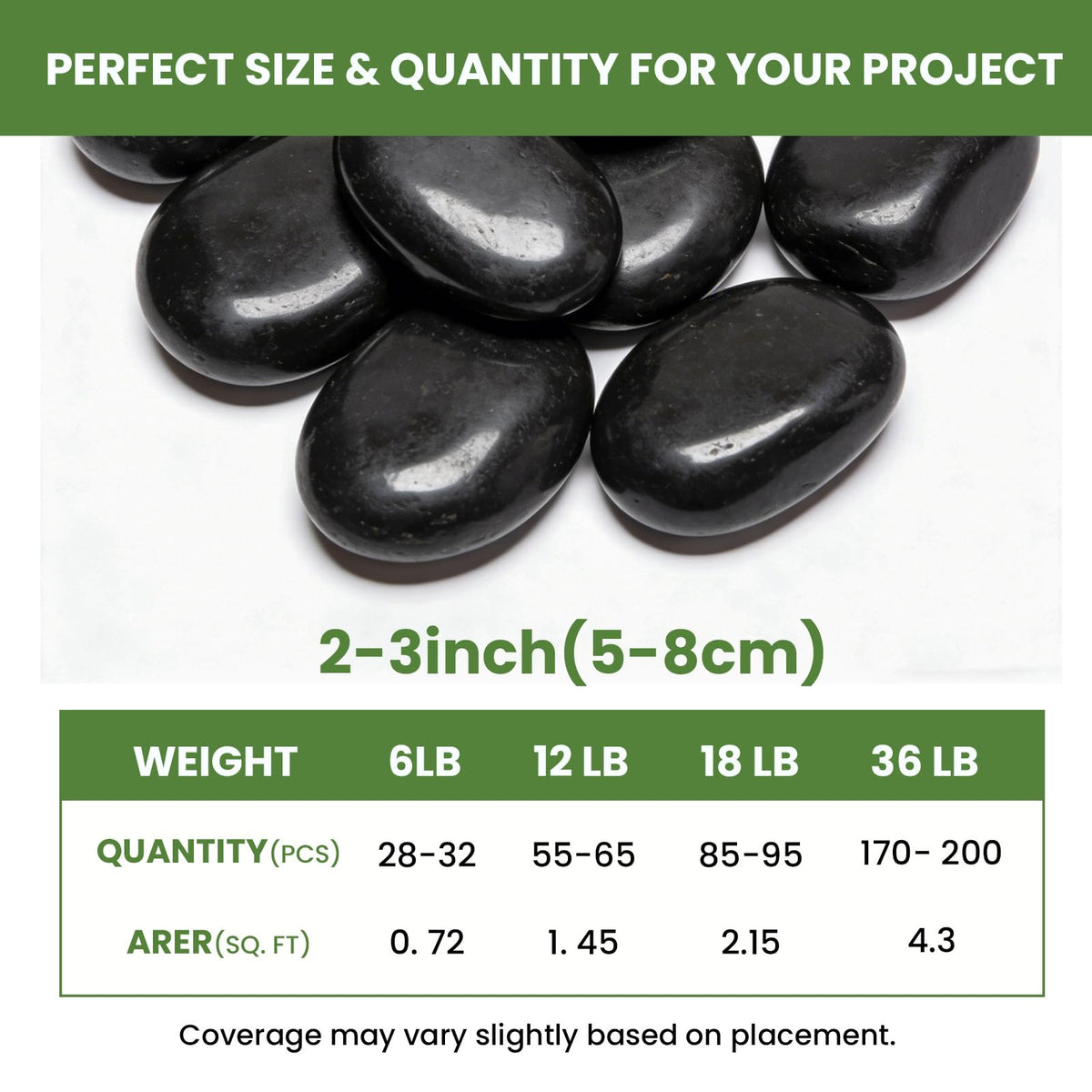 Mengdewei 12 lbs Black River Rocks for Landscaping, 2-3 Inch Polished Pebbles for Garden, Decorative Stones for Plants, Succulents, Aquarium, Fish Tank, Outdoor Yard Walkways & Paving