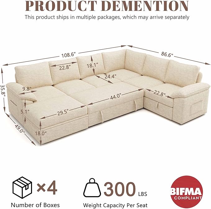 108 Inch Modular Sectional Sofa