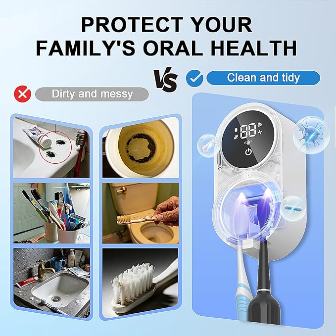 Toothbrush Holder and Cleaner Razor Holder/Dryer Light Cleaning and Air Drying