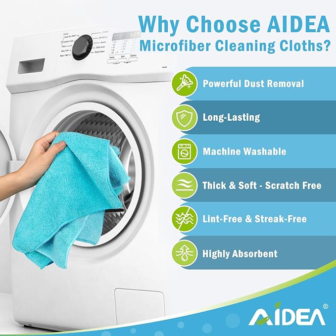 AIDEA Microfiber Cleaning Cloth-12PK, Soft Microfiber Towels