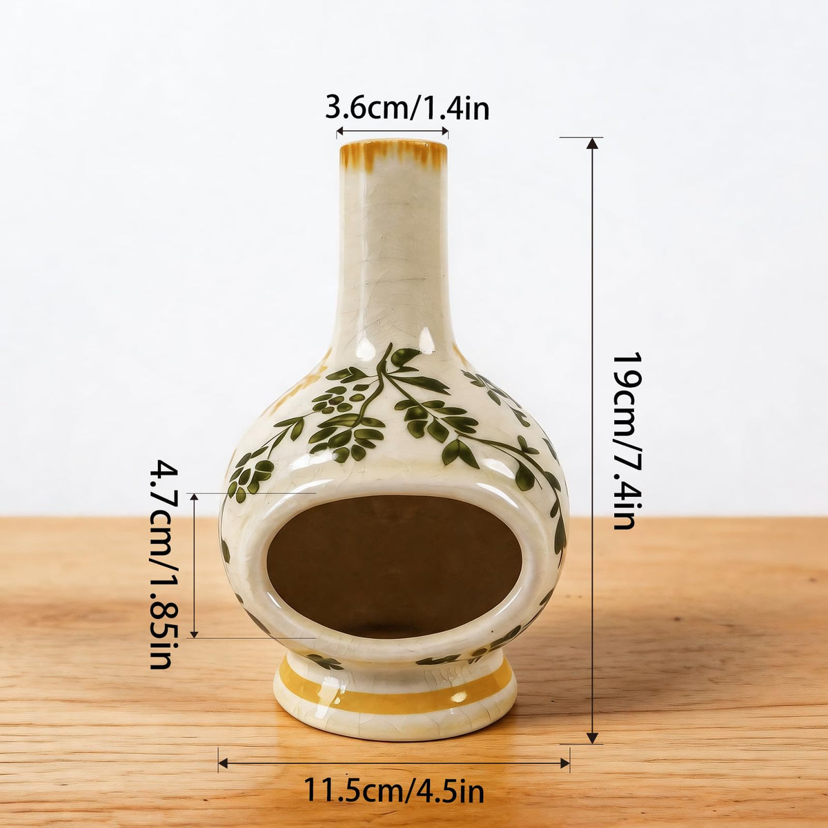 MOUGIGI Palo Santo Burner with Chimney-Unique Ceramic Incense Holder for Sage and Cones-Retro Ice Crackle Design-Perfect for Meditation,Yoga, Home Decor-Ideal Gift for Aromatherapy Lovers