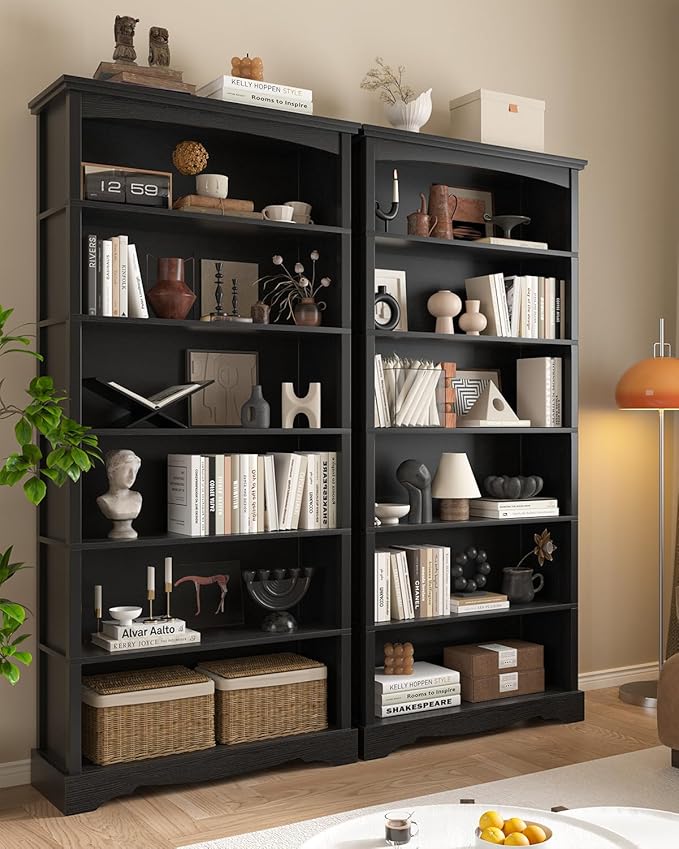 TVU 6-Tier Wooden Bookshelf, 76 Inch Tall Bookshelf
