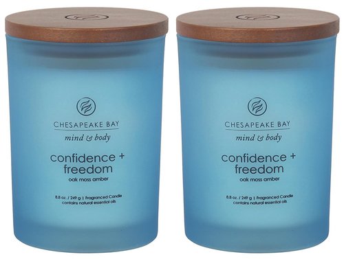 Chesapeake Bay Candle Scented Candles, Confidence + Freedom (Oak Moss Amber), Medium (2-Pack)