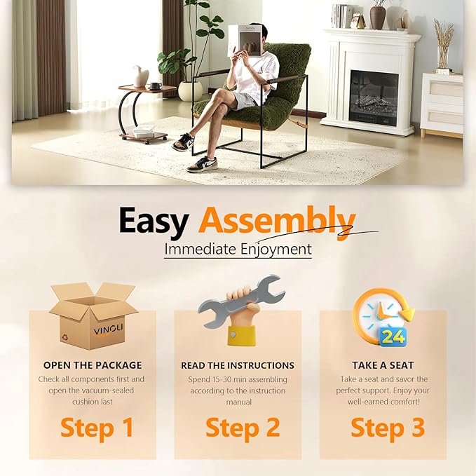 VINGLI 28" Wide Plush Upholstery Sling Modern Accent Chairs Set of 2, Cute